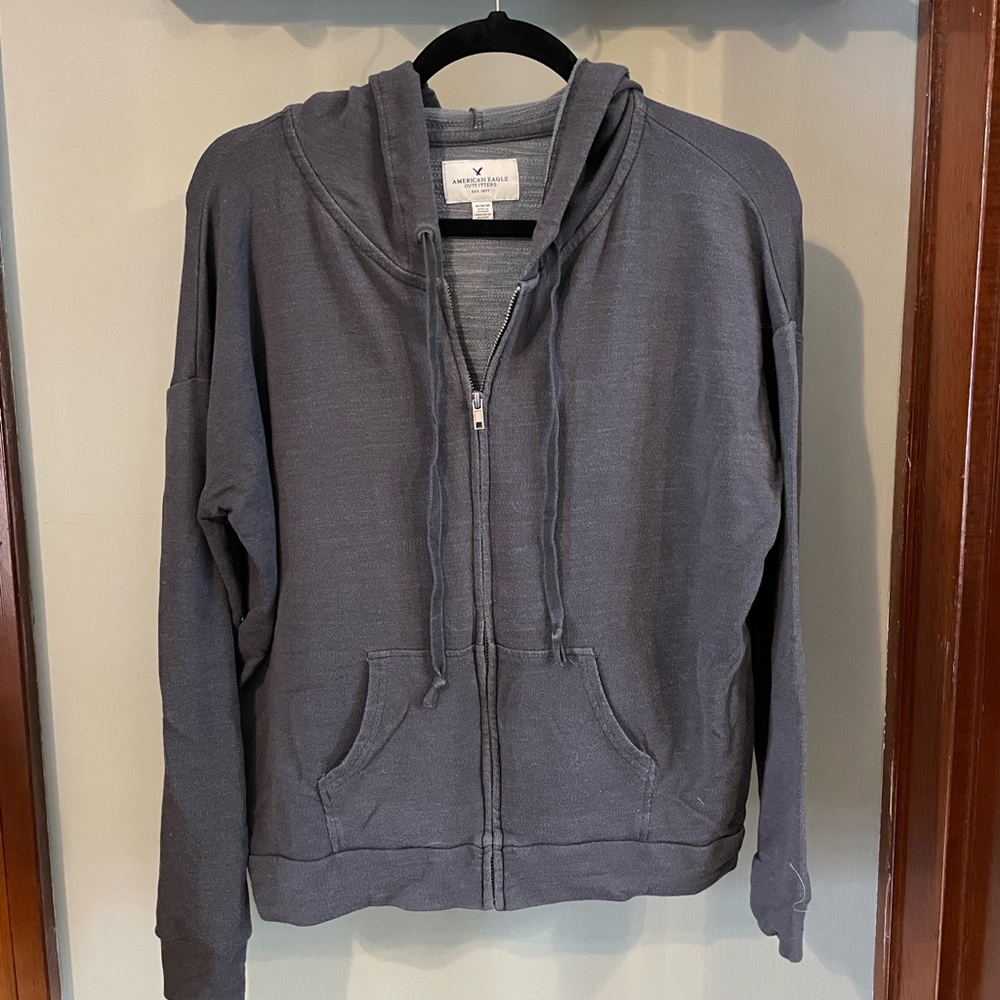 American Eagle Woman’s M full zip hoodie.  Blue Navy color.